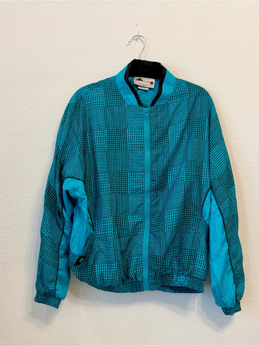 Vintage Teal Check Bomber Jacket - Unknown Brand